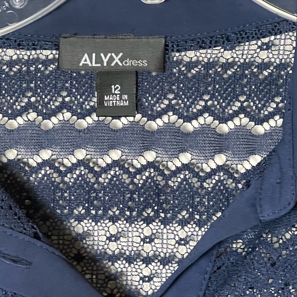 ALYX dress navy blue lace top with white and blue pin striped skirt - Picture 7 of 10